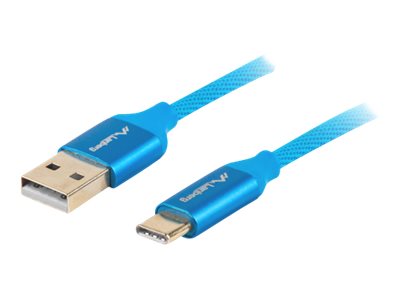 Lanberg USB Type-C to USB Type-A 2.0 Cable Blue Premium QC 3.0, 1 m | CA-USBO-22CU-0010-BL | USB Type-C to USB Type-A - Image 2