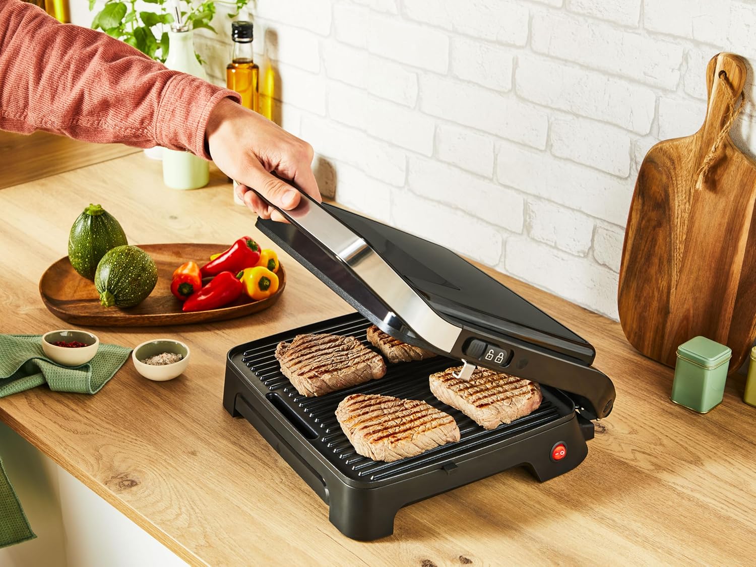 TEFAL Contact and Panini Grill | GC271810 Inicio Classic 2in1 | Grill | 2000 W | Black - Image 3