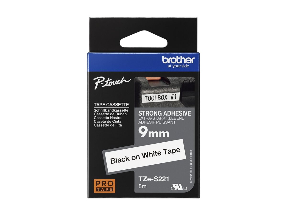 Brother | TZe-S221 Strong Adhesive Laminated Tape | Black on White | TZe | 8 m | 9 cm - Image 5