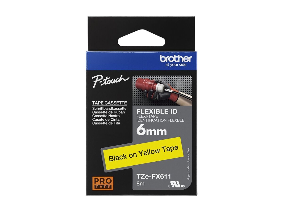 Brother | TZe-FX611 Flexible ID Laminated Tape | Black on Yellow | TZe | 8 m | 6 cm - Image 5