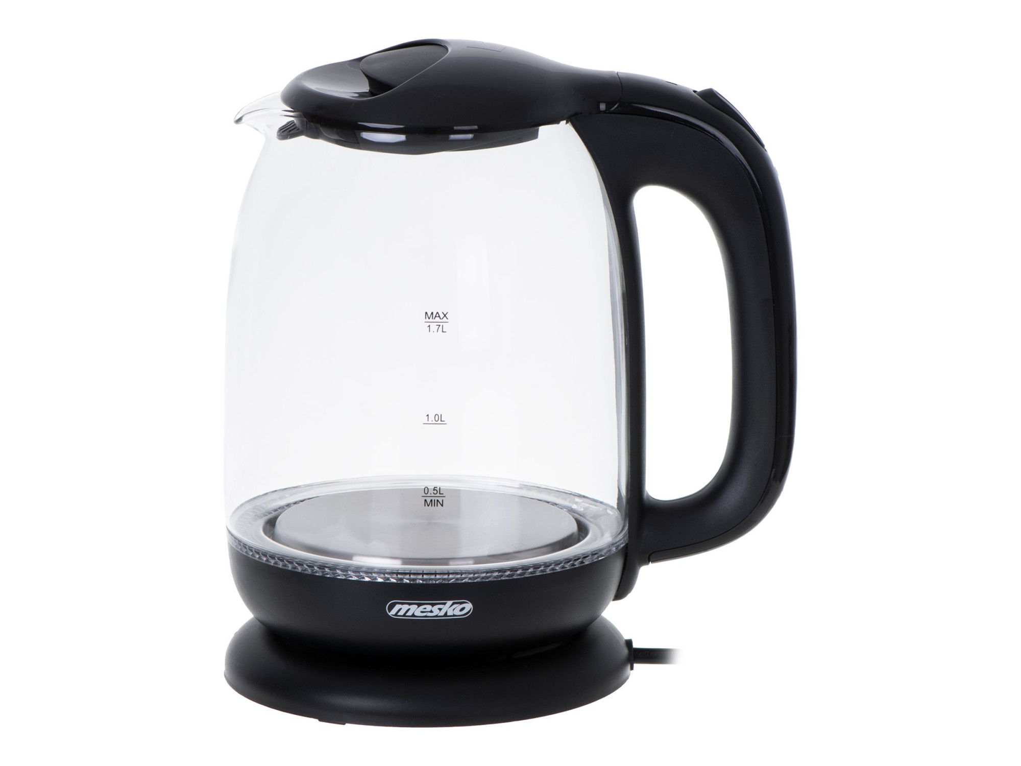 Mesko | Kettle | MS 1302b | Electric | 2200 W | 1.7 L | Glass | 360° rotational base | Black - Image 2