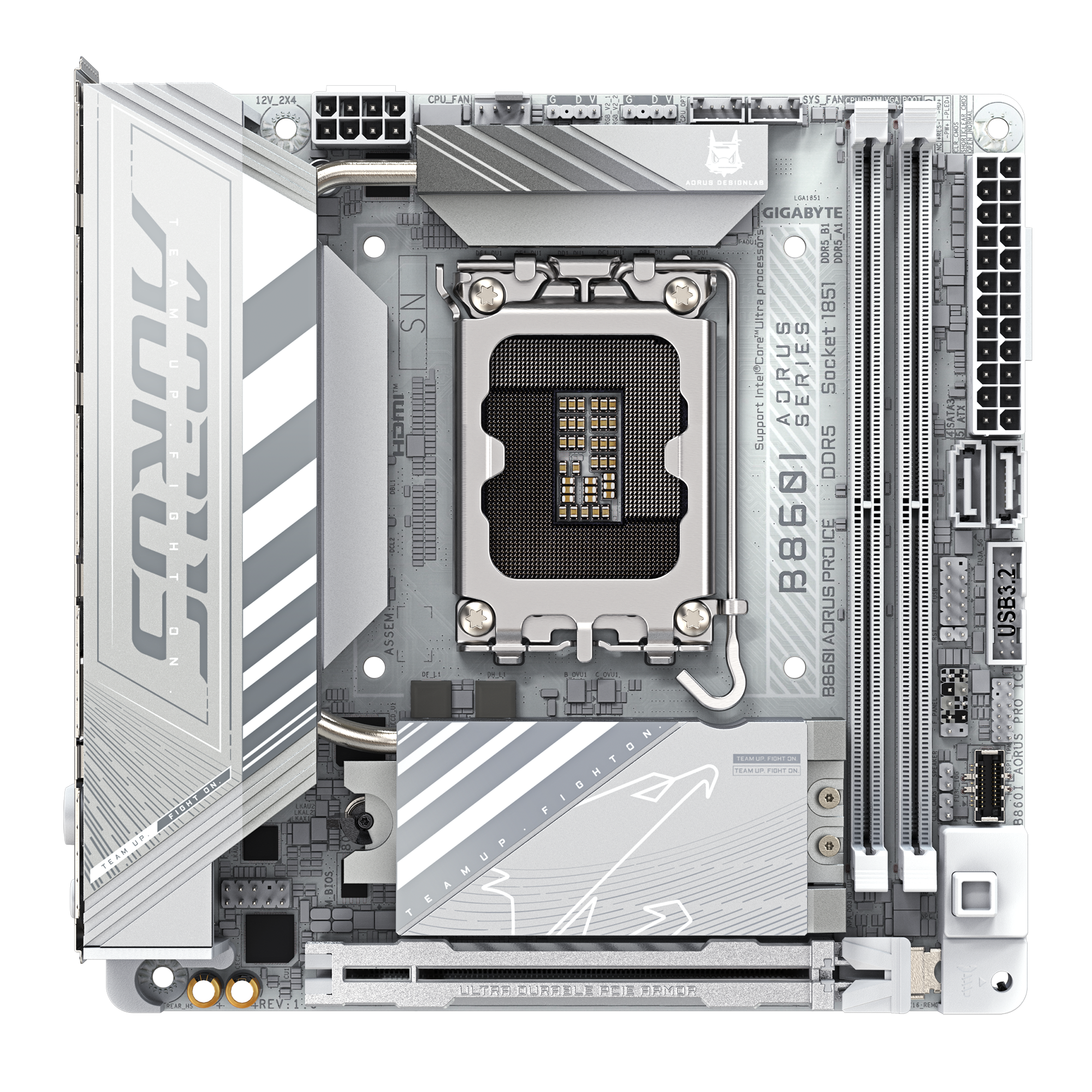 Gigabyte B860I AORUS PRO ICE | Processor family Intel | Processor socket LGA1851 | DDR5 | Supported hard disk drive interfaces SATA, M.2 | Number of SATA connectors 2 - Image 2
