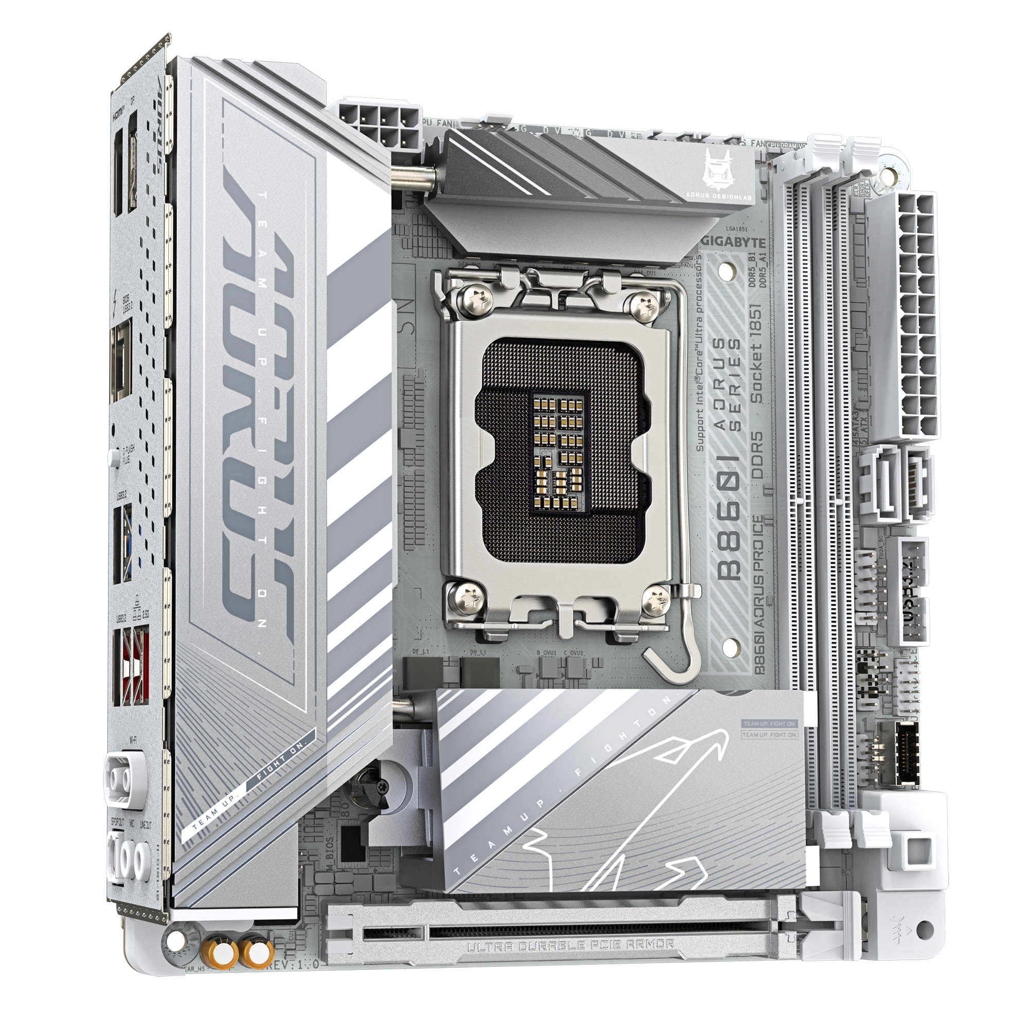 Gigabyte B860I AORUS PRO ICE | Processor family Intel | Processor socket LGA1851 | DDR5 | Supported hard disk drive interfaces SATA, M.2 | Number of SATA connectors 2 - Image 3