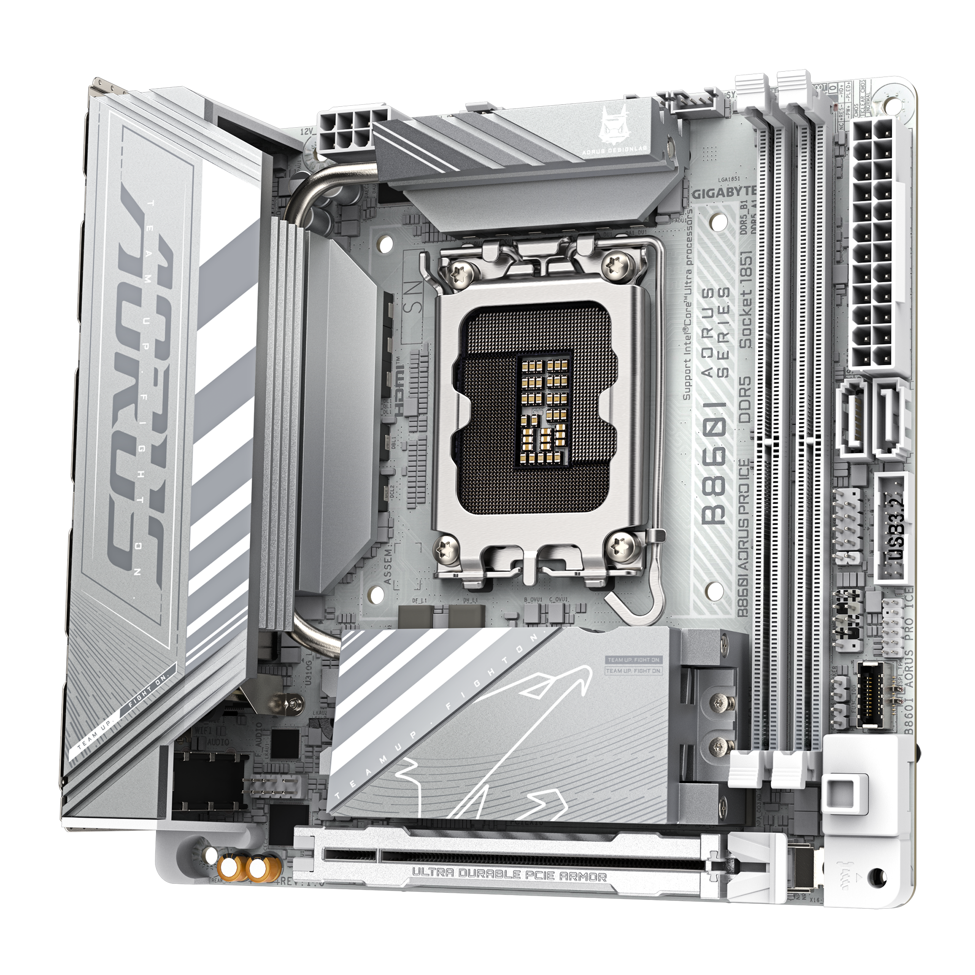 Gigabyte B860I AORUS PRO ICE | Processor family Intel | Processor socket LGA1851 | DDR5 | Supported hard disk drive interfaces SATA, M.2 | Number of SATA connectors 2 - Image 4
