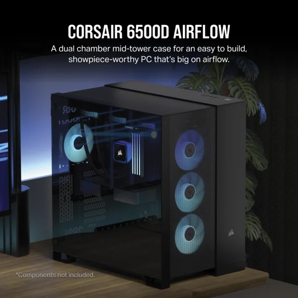 Corsair Dual Chamber PC Case | 6500D AIRFLOW | Black | Mid-Tower | Power supply included No | ATX
