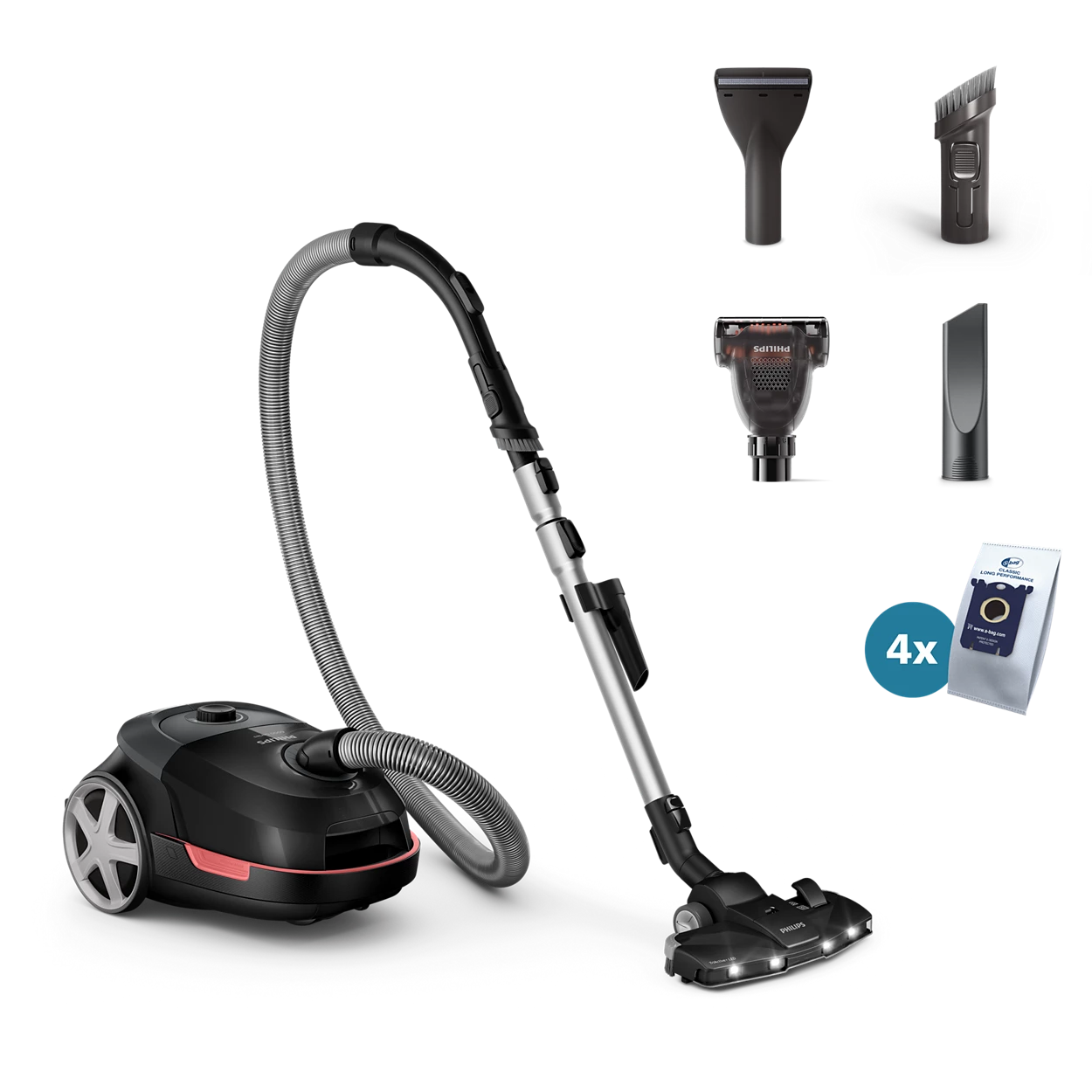 Philips | Vacuum cleaner | XD6142/12 | Bagged | Power 900 W | Dust capacity 4 L | Deep black