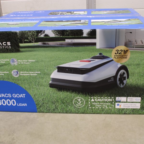 SALE OUT. Ecovacs GOAT A3000 LiDAR Lawn Mower, Robot, Efficiency 400 m²/h, Dual LiDAR + Camera, White/Black | Ecovacs | Lawn Mower | GOAT A3000 LiDAR | USED, DIRTY, SCRATCHED, WHITE SPOTS ON THE SIDE | 5000 Ah