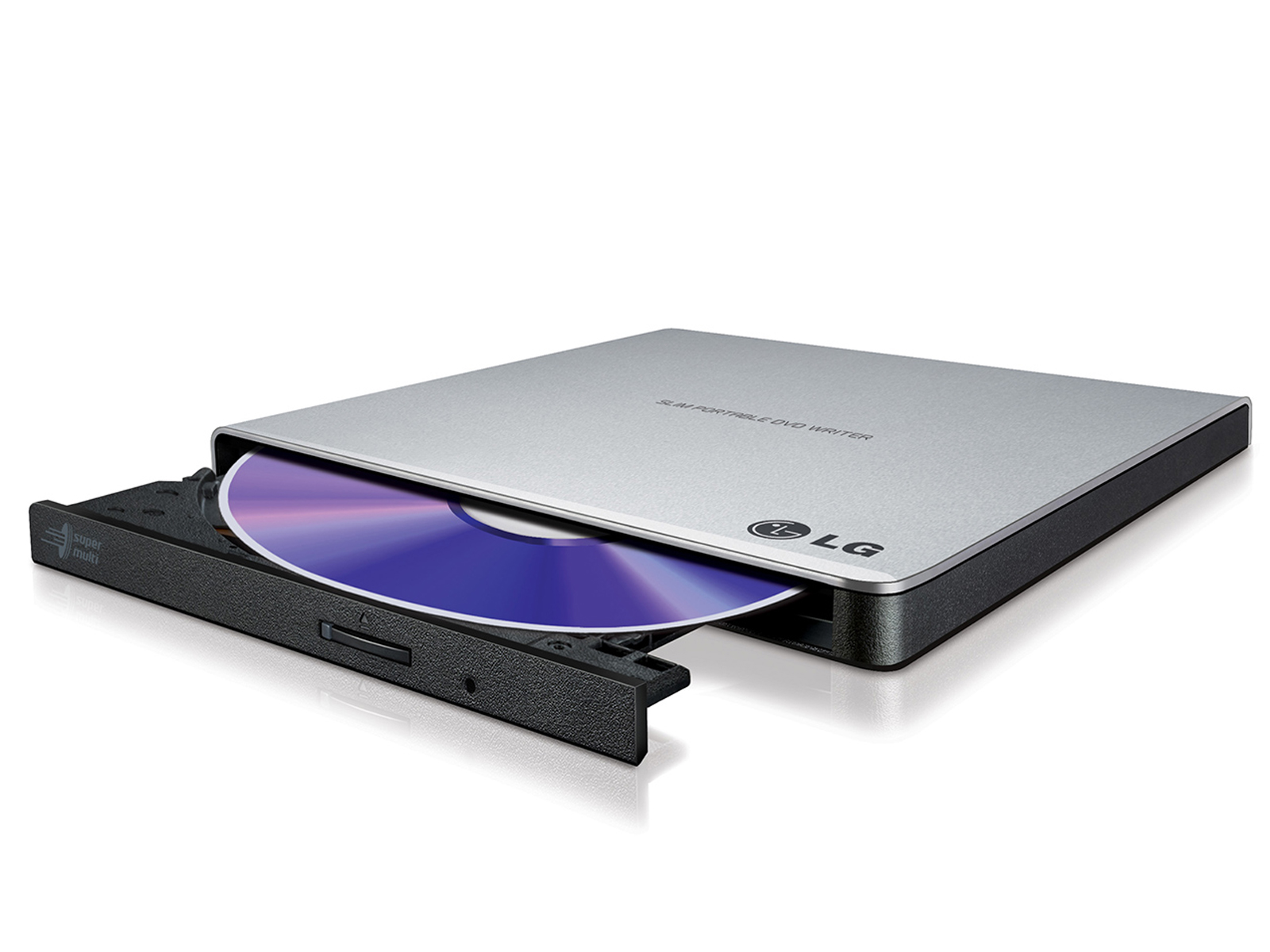 H.L Data Storage | Ultra Slim Portable DVD-Writer | GP57ES40 | Interface USB 2.0 | DVD±R/RW | CD read speed 24 x | CD write speed 24 x | Silver | Desktop/Notebook - Image 2