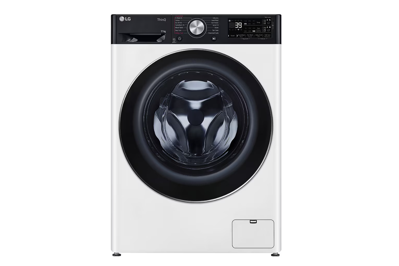 LG Washing machine | F4WR711S3HA | Energy efficiency class A | Front loading | Washing capacity 11 kg | 1400 RPM | Depth 57 cm | Width 60 cm | Display | LED | Steam function | Direct drive | Wi-Fi | White