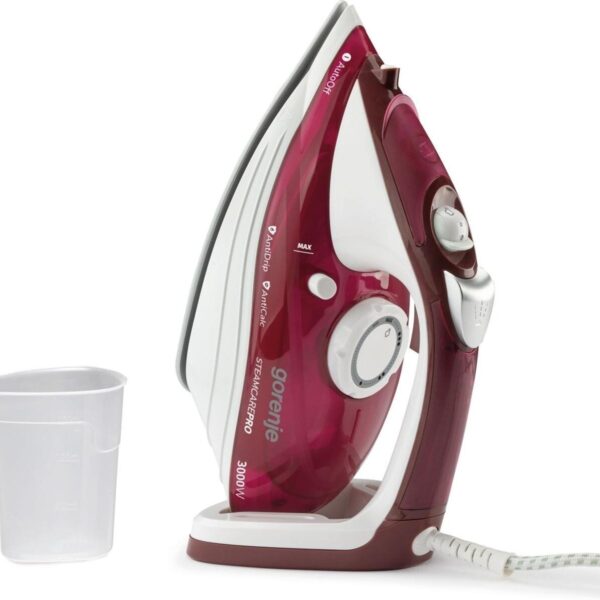 Gorenje | Steam Iron | SIH3000RBC | Power 3000 W | Water tank capacity 350 ml | Continuous steam 40 g/min | Red/White | Steam boost performance 105 g/min