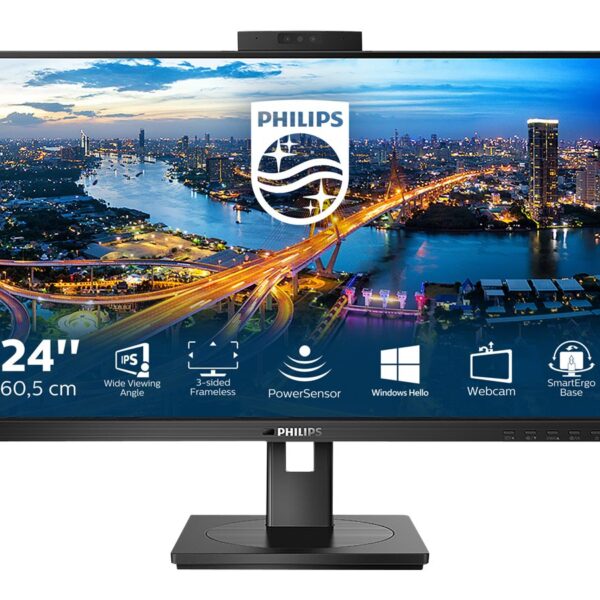 Philips | LCD Monitor with Windows Hello Webcam | 242B1H/00 | 23.8 " | IPS | FHD | 16:9 | 75 Hz | 4 ms | 1920 x 1080 pixels | 250 cd/m² | HDMI ports quantity 1 | Black