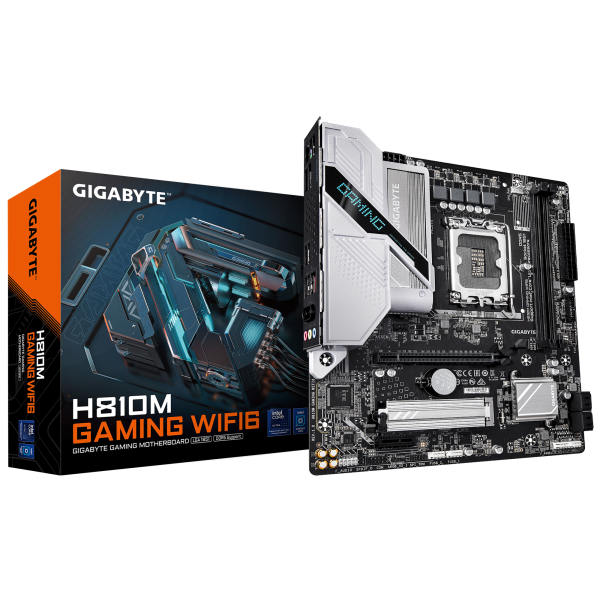 Gigabyte H810M GAMING WIFI6 | Processor family Intel | Processor socket LGA1851 | DDR5 | Supported hard disk drive interfaces M.2, SATA | Number of SATA connectors 4