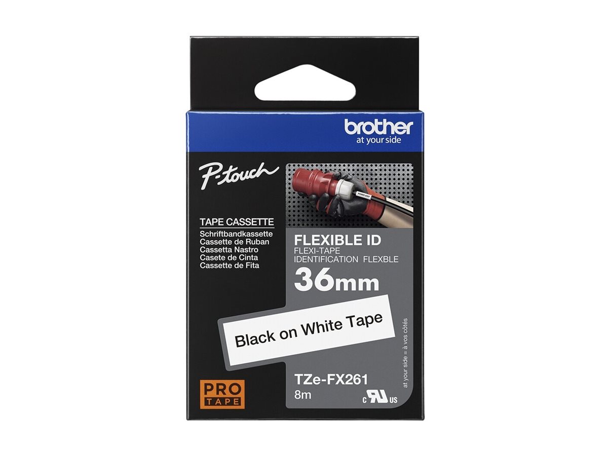 Brother | TZe-FX261 Flexible ID Laminated Tape | Black on White | TZe | 8 m | 3.6 cm - Image 6