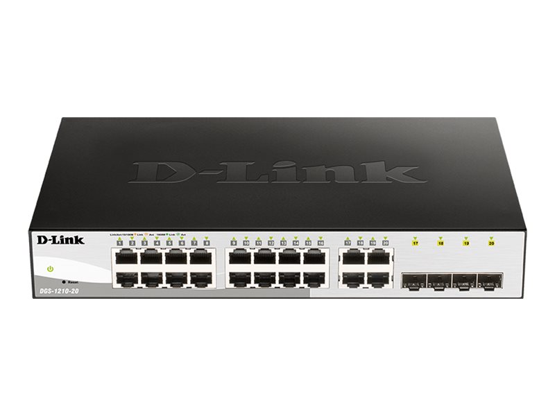 D-LINK DGS-1210-20, Gigabit Smart Switch with 16 10/100/1000Base-T ports and 4 Gigabit MiniGBIC (SFP) ports, 802.3x Flow Control, 802.3ad Link Aggregation, 802.1Q VLAN, 802.1p Priority Queues, Port mirroring,, Jumbo Frame support, 802.1D STP, ACL, LLDP, Cable Diagnostics, Auto Surveillance VLAN, Auto Voice VLAN, | D-Link | Managed L2 | Desktop | 24 month(s) - Image 3