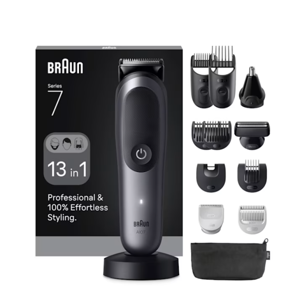 Braun 13in1 Grooming Kit | All-in-One Series 7 AIO7560 | Cordless | Number of length steps 14 | Black/Grey