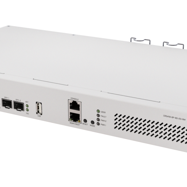 MikroTik | Cloud Router Switch with RouterOS L5, racmount case | CRS418-8P-8G-2S+RM
