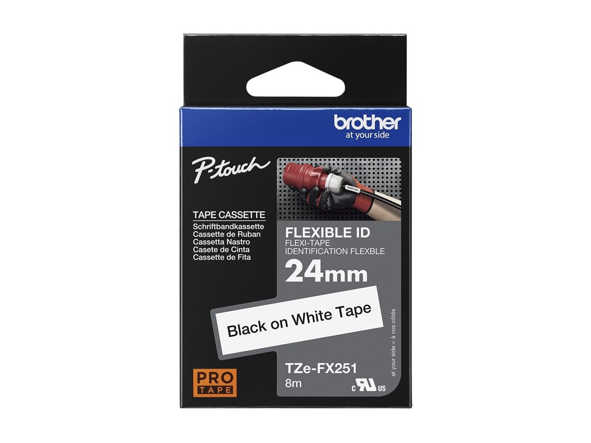 Brother | TZe-FX251 Flexible ID Laminated Tape | Black on White | TZe | 8 m | 2.4 cm - Image 5