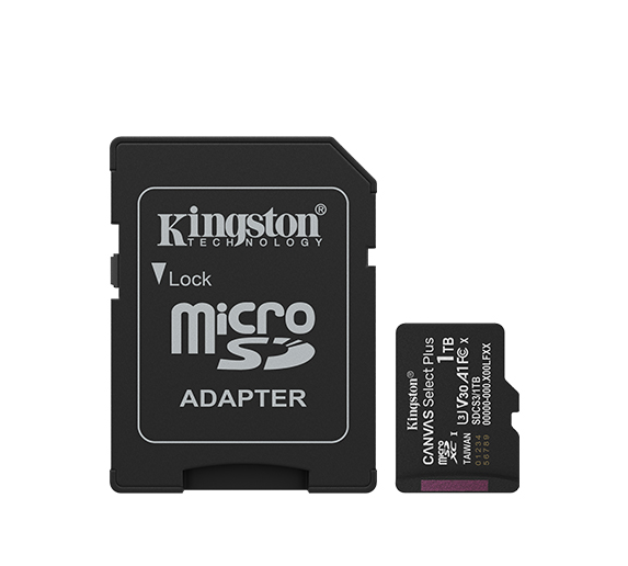 Kingston Memory card | Canvas Select Plus | 1000 GB | microSD | Flash memory class Class 10, UHS-I, U1/U3, video class 10/30, A1