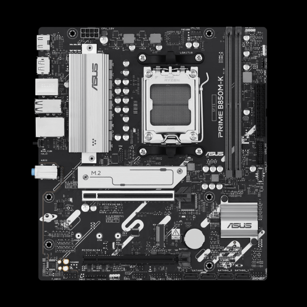 Asus PRIME B850M-K | Processor family AMD | Processor socket AM5 | DDR5 | Supported hard disk drive interfaces SATA, M.2 | Number of SATA connectors 4
