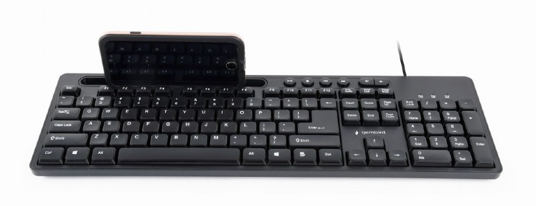 Gembird | Multimedia keyboard with phone stand | KB-UM-108 | Multimedia | Wired | US | Black - Image 2