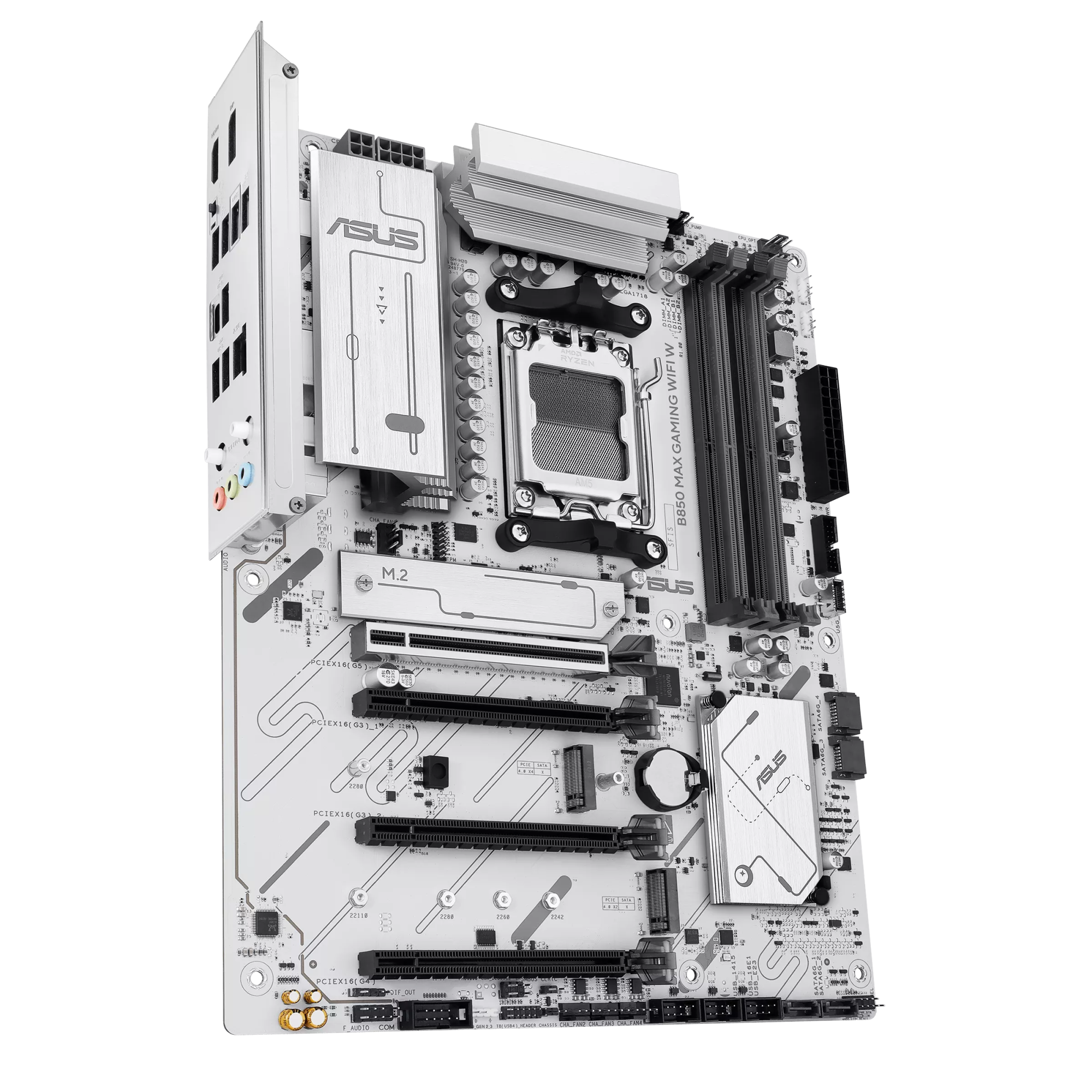 Asus B850 MAX GAMING WIFI W | Processor family AMD | Processor socket AM5 | DDR5 | Supported hard disk drive interfaces SATA, M.2 | Number of SATA connectors 4 - Image 3