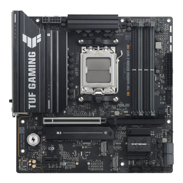 Asus TUF GAMING B850M-E WIFI | Processor family AMD | Processor socket AM5 | DDR5 | Supported hard disk drive interfaces SATA, M.2 | Number of SATA connectors 4