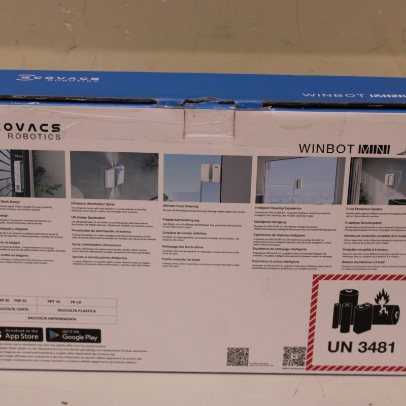 SALE OUT. Ecovacs Window cleaning robot WINBOT MINI, Auto-Spray, Steady climbing system, WIN-SLAM 3.0, Grey | Ecovacs Windows Cleaner Robot | WINBOT MINI GREY | Corded | Grey | DAMAGED PACKAGING, USED, DIRTY, MISSING LIQUID BOTTLE - Image 2