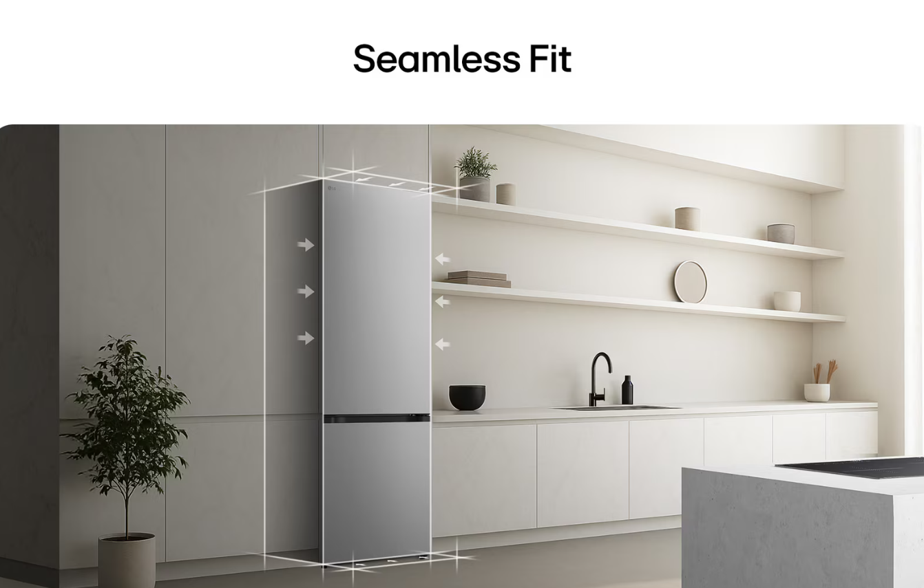 LG Refrigerator | GBBSJ10EPY | Energy efficiency class E | Free standing | Combi | Height 186 cm | No Frost system | Fridge net capacity 220 L | Freezer net capacity 113 L | Display | 35 dB | Prime Silver - Image 9