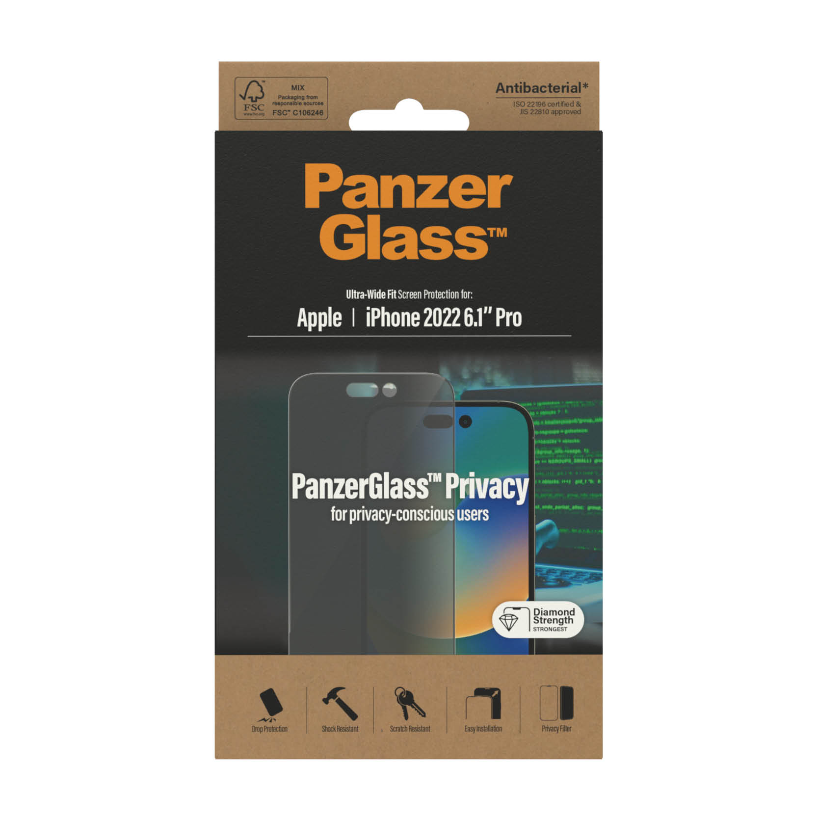 PanzerGlass | Screen protector | Apple | iPhone 14 Pro | Glass | Black | Ultra-Wide Fit | Privacy - Image 7
