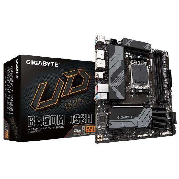 Gigabyte | B650M DS3H 1.0 M/B | Processor family AMD | Processor socket AM5 | DDR5 DIMM | Memory slots 4 | Supported hard disk drive interfaces SATA, M.2 | Number of SATA connectors 4 | Chipset B650 | Micro ATX