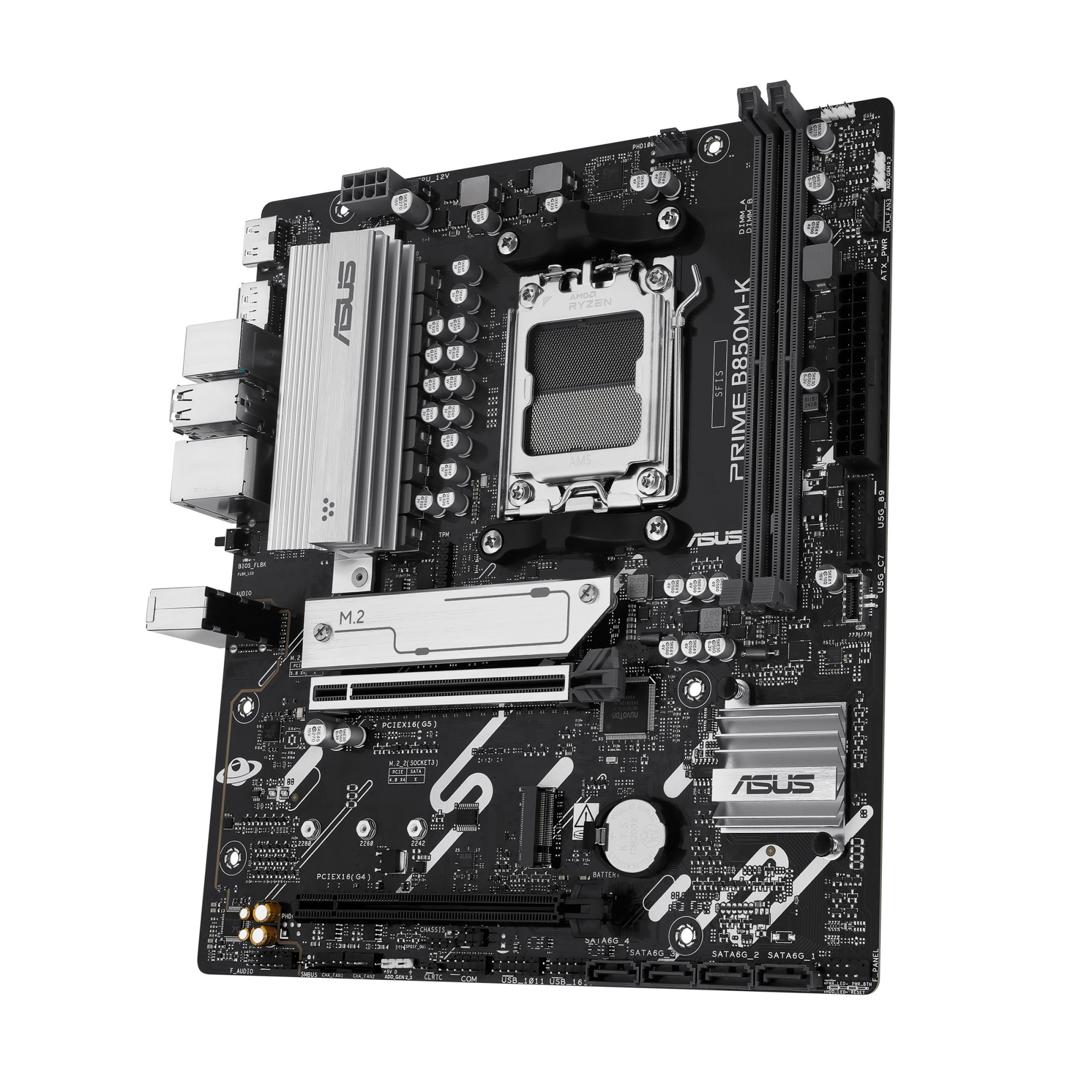 Asus PRIME B850M-K | Processor family AMD | Processor socket AM5 | DDR5 | Supported hard disk drive interfaces SATA, M.2 | Number of SATA connectors 4 - Image 4
