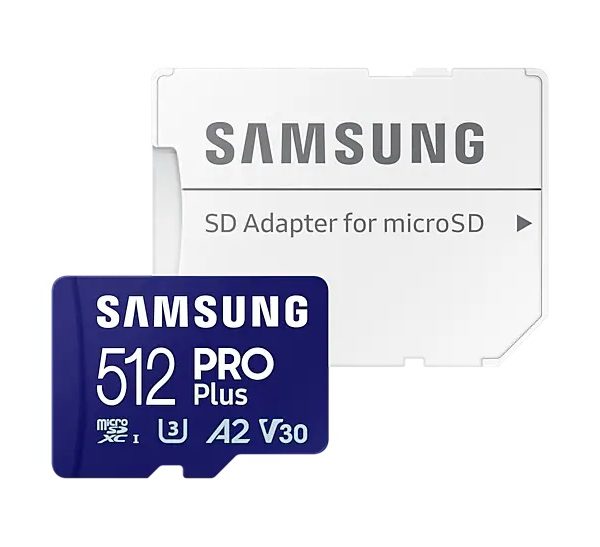 Samsung | PRO Plus microSD Card with Adapter | 512 GB | MicroSDXC | Flash memory class U3, V30, A2