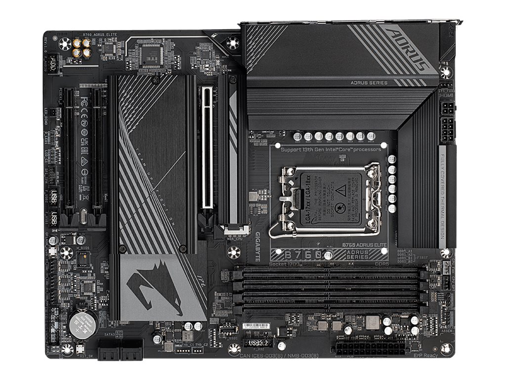 Gigabyte | B760 AORUS ELITE 1.0 M/B | Processor family Intel | Processor socket LGA1700 | DDR5 DIMM | Memory slots 4 | Supported hard disk drive interfaces SATA, M.2 | Number of SATA connectors 4 | Chipset Intel B760 Express | ATX