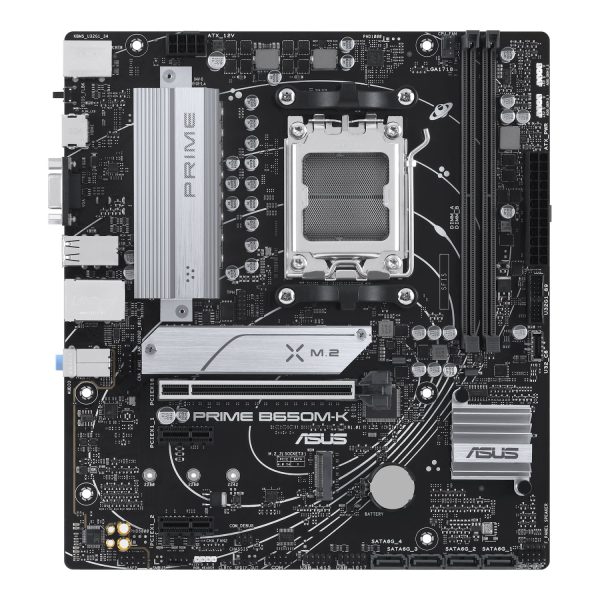 Asus | PRIME B650M-K | Processor family AMD | Processor socket AM5 | DDR5 | Supported hard disk drive interfaces SATA, M.2 | Number of SATA connectors 4
