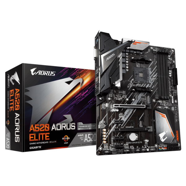 Gigabyte | A520 AORUS ELITE 1.0 | Processor family AMD | Processor socket AM4 | DDR4 DIMM | Memory slots 4 | Number of SATA connectors 4 x SATA 6Gb/s connectors | Chipset AMD A | ATX