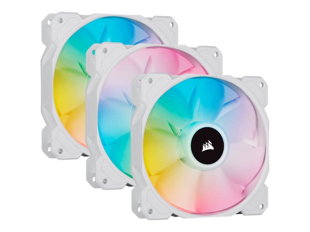 Corsair | 120mm White PWM Fan, Triple Pack with Lighting Node CORE | iCUE SP120 RGB ELITE Performance | Case Fan