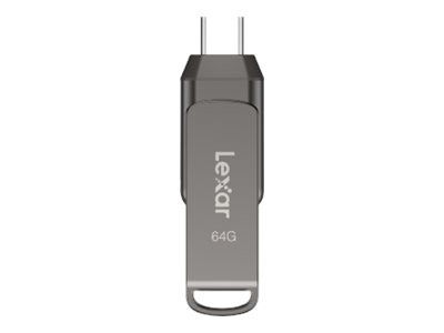 Lexar | 2-in-1 Flash Drive up to 130MB/s read | JumpDrive Dual Drive D400 | 64 GB | Type-C and Type-A USB 3.1 | Grey