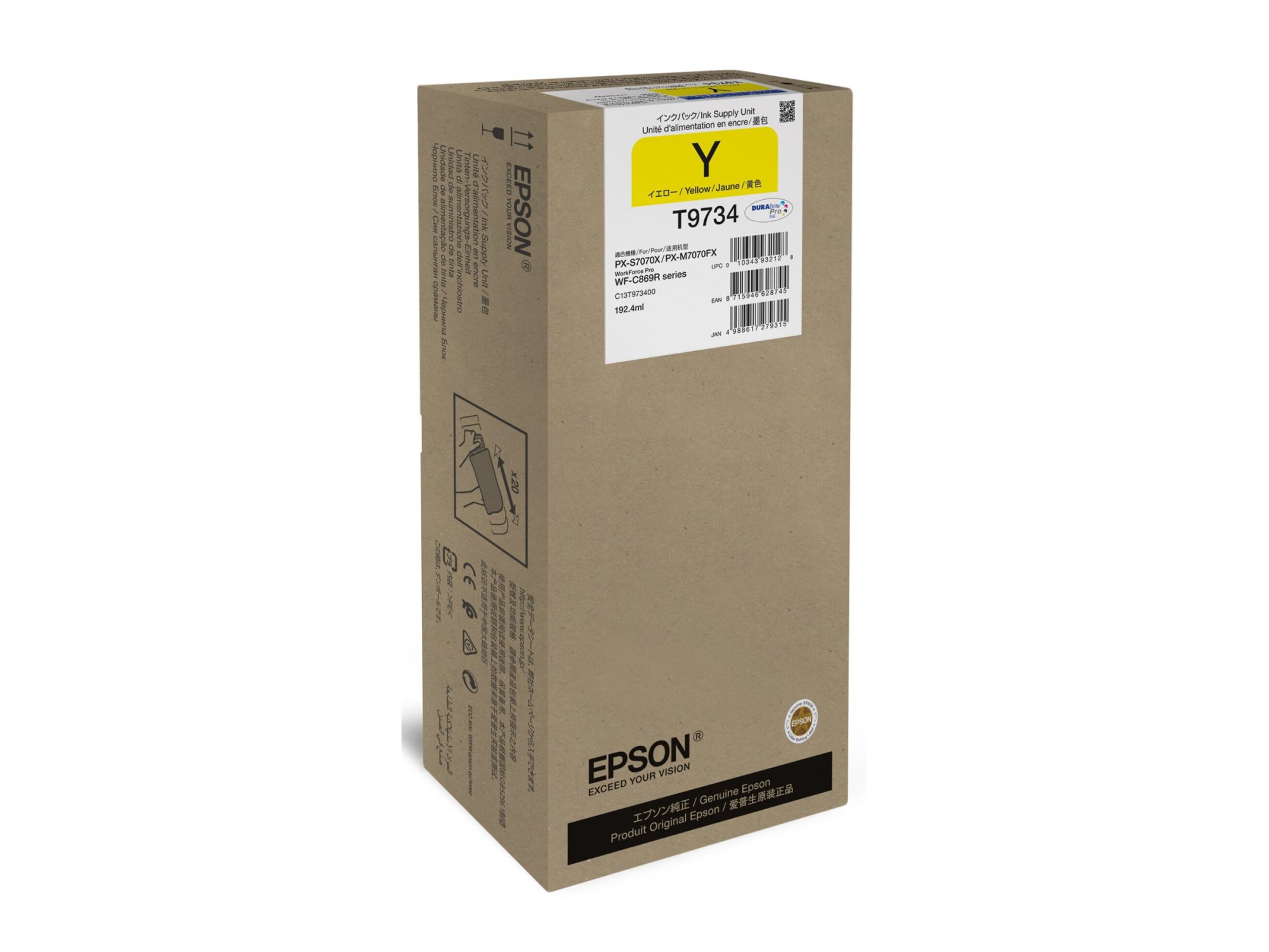 Epson WF-C869R Yellow XL Ink Cartrige WorkForce Pro T97340N | Epson Epson DURABrite Pro | T97340N | Epson T9734 - XL size - yellow - original - ink pack | Ink cartridge | Yellow
