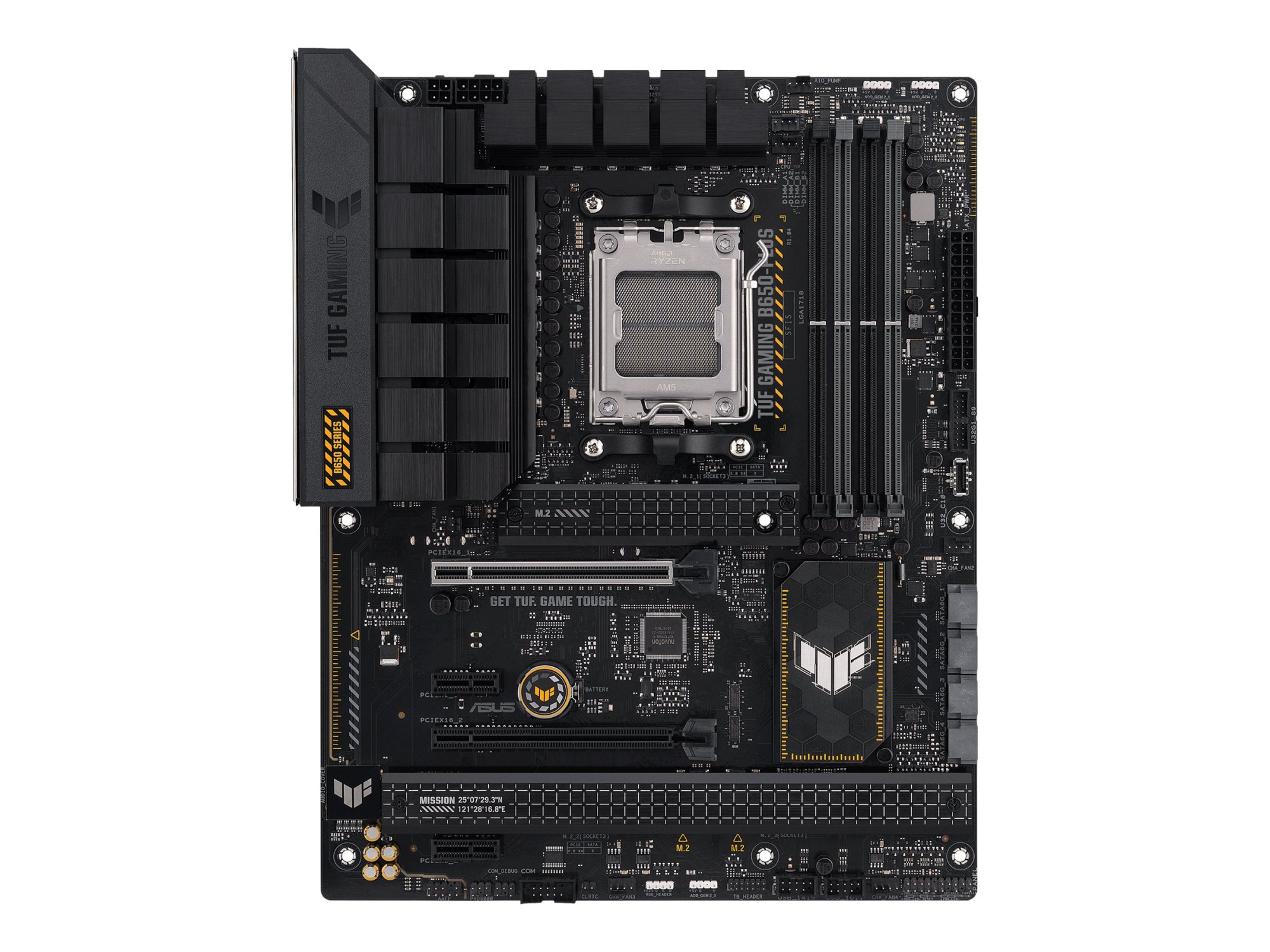 ASUS TUF GAMING B650-PLUS | Asus | TUF Gaming B650-Plus - motherboard - ATX | Processor family AMD B650 | Processor socket 1 x Socket AM5 | 4 DIMM slots - DDR5, non-ECC, ECC, on-die ECC, unbuffered | Memory slots 4 | Supported hard disk drive interfaces SATA-600 (RAID), 3 x M.2 | Number of SATA connectors 4