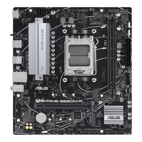 ASUS PRIME B650M-R | Asus | Processor family AMD B650 | Processor socket 1 x Socket AM5 | 2 DIMM slots - DDR5, ECC, unbuffered | Supported hard disk drive interfaces SATA-600 (RAID), 2 x M.2 | Number of SATA connectors 4