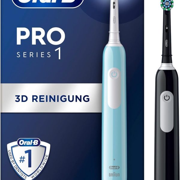 Oral-B | Electric Toothbrush, Duo pack | Pro Series 1 | Rechargeable | For adults | Number of brush heads included 2 | Number of teeth brushing modes 3 | Blue/Black