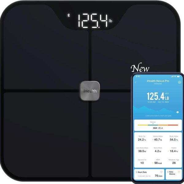 iHealth | Wireless Body Composition Scale | Nexus Pro | Maximum weight (capacity) 181 kg | Body Mass Index (BMI) measuring | Black