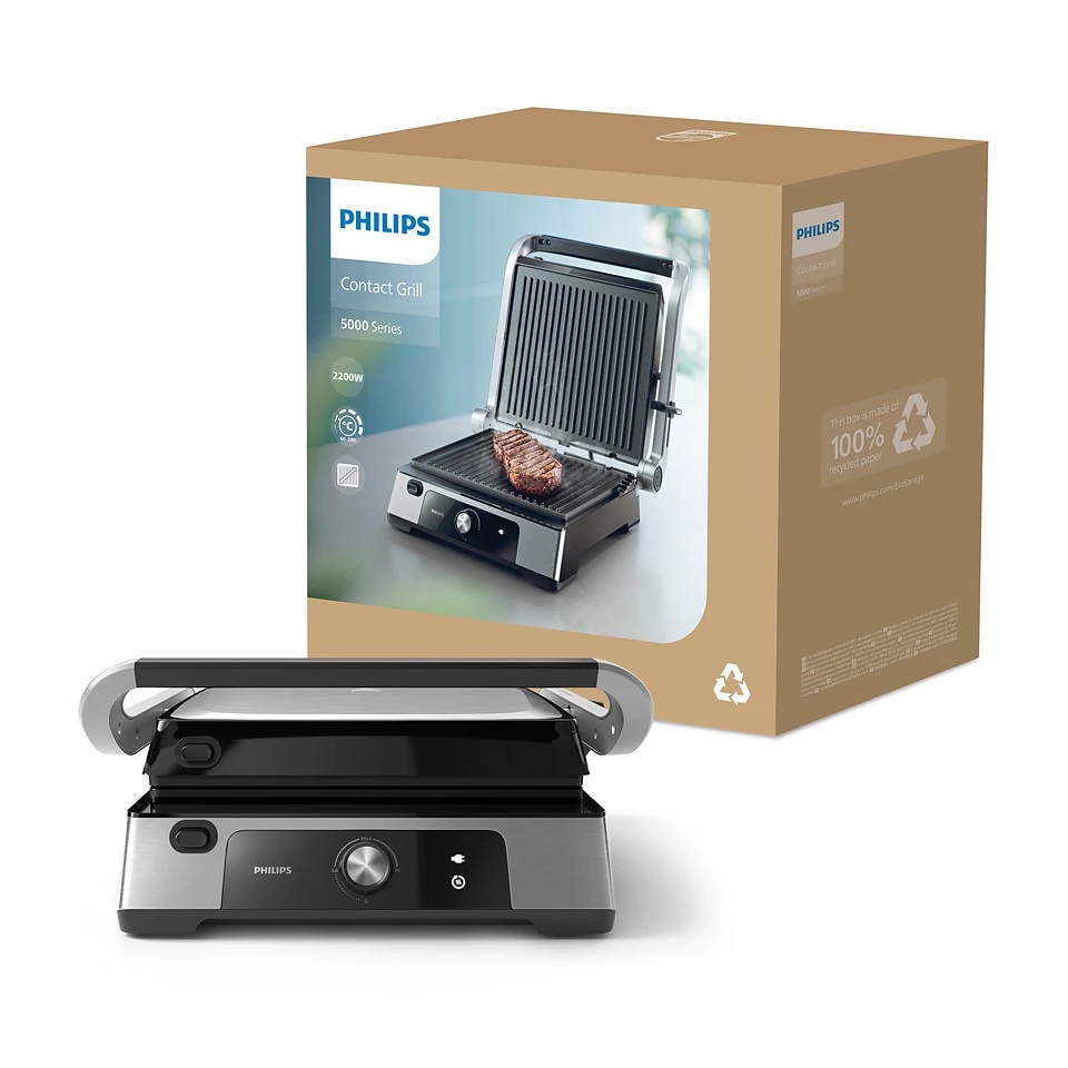 Philips | Contact Electric Grill | HD6301/90 5000 Series | Table | 2200 W | Black - Image 5
