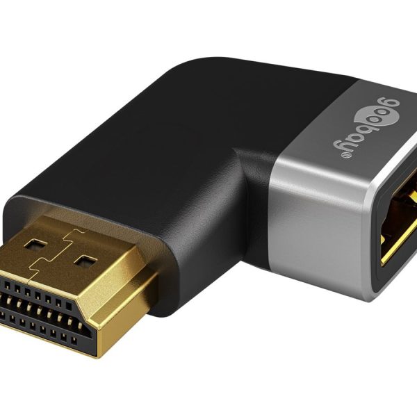Goobay 72012 HDMI™ Angled Adapter 270° Horizontal, 8K @ 60 Hz, Gold-Plated, Black, Silver | Goobay