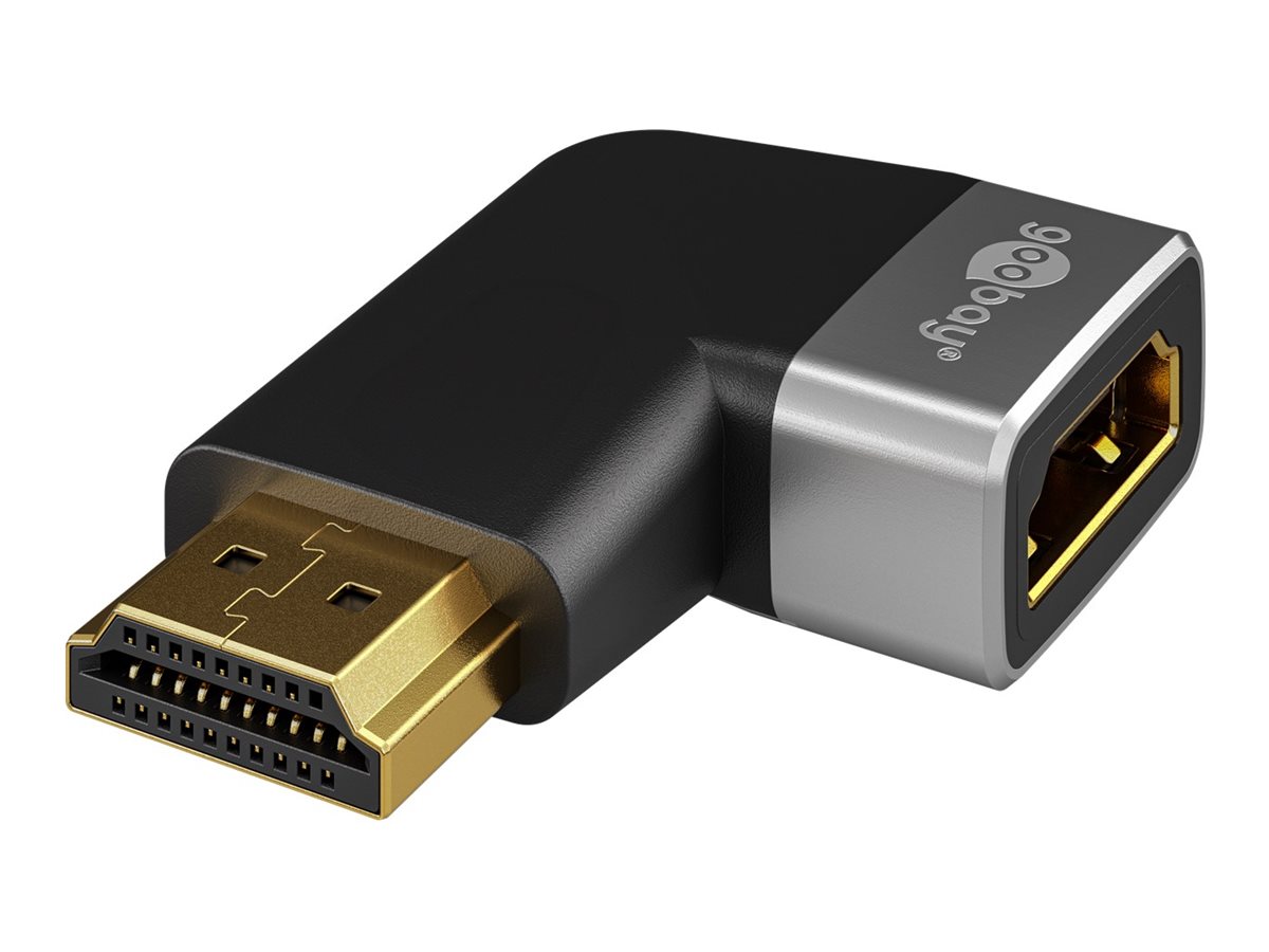 Goobay 72012 HDMI™ Angled Adapter 270° Horizontal, 8K @ 60 Hz, Gold-Plated, Black, Silver | Goobay