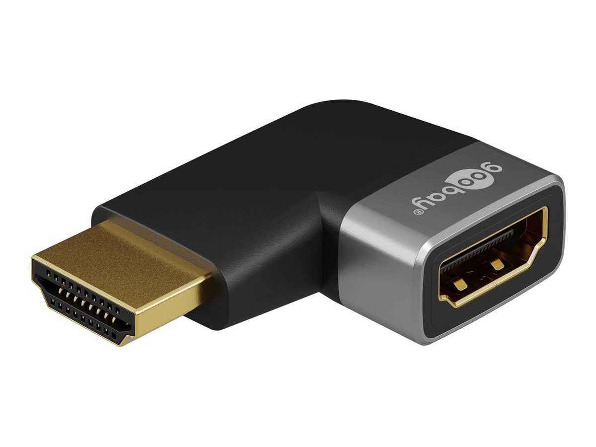 Goobay 72010 HDMI™ Angled Adapter 90° Horizontal, 8K @ 60 Hz, Gold-Plated, Black, Silver | Goobay