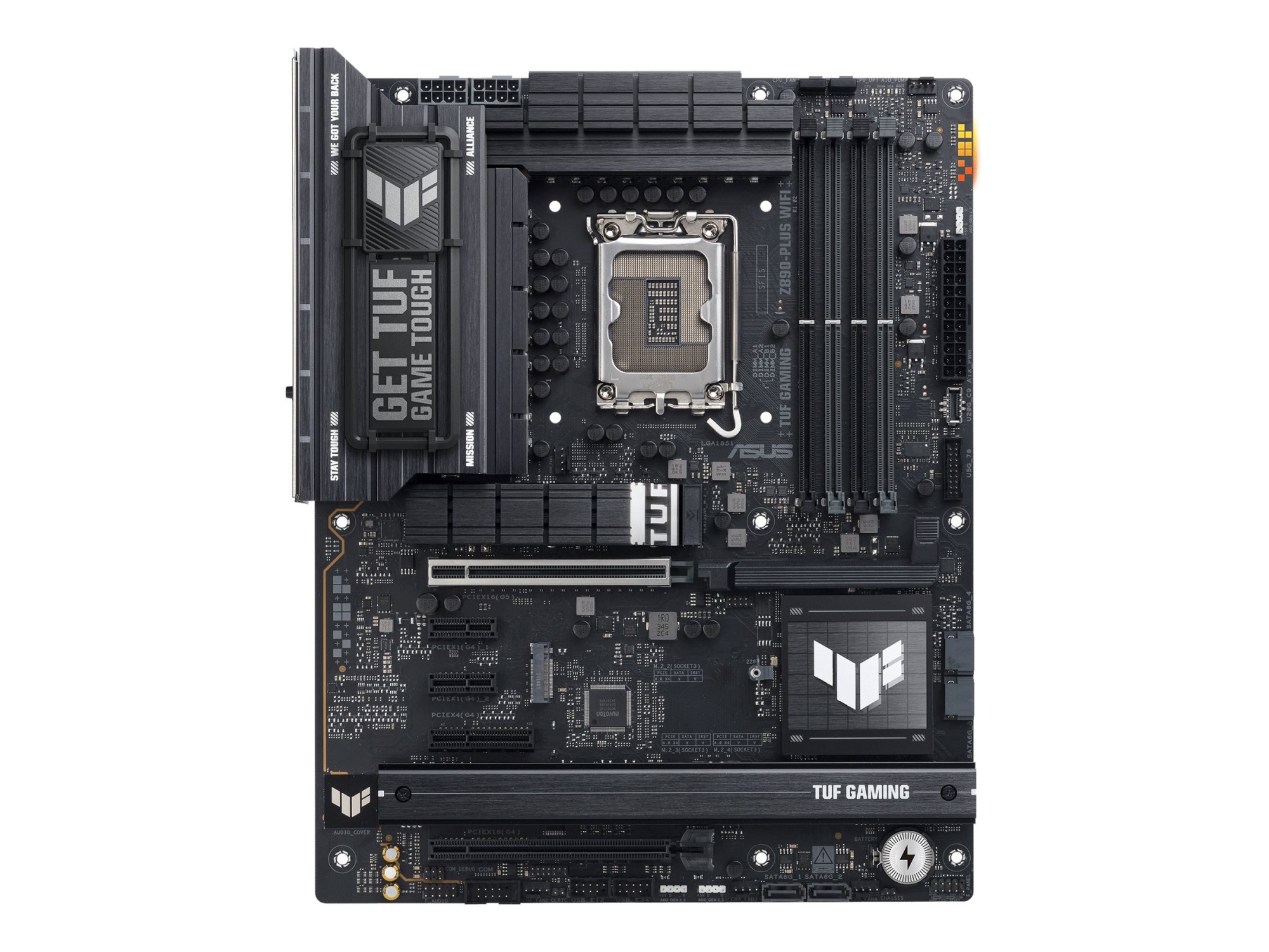 Asus TUF GAMING Z890-PLUS WIFI | Processor family Intel | Processor socket LGA1851 | DDR5 | Supported hard disk drive interfaces M.2, SATA | Number of SATA connectors 4