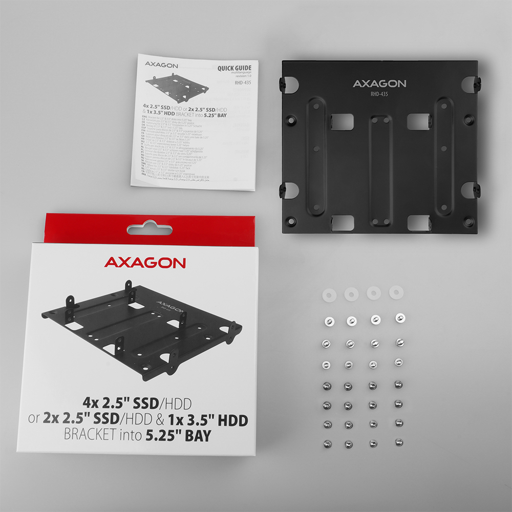 AXAGON Metal frame for mounting four 2.5" disks or two 2.5" disks and one 3.5" disk in a 5.25" position | RHD-435 - Image 10