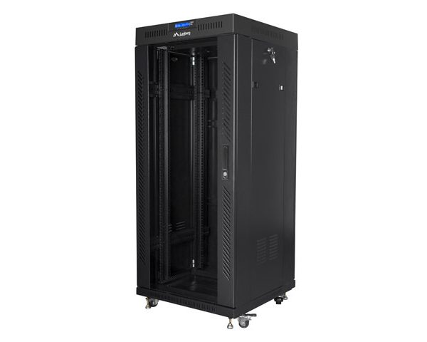 Lanberg | Rack cabinet 19" free-standing 27U/600x600 (flat pack) with glass door lCD V2 | FF01-6627-12BL | Black