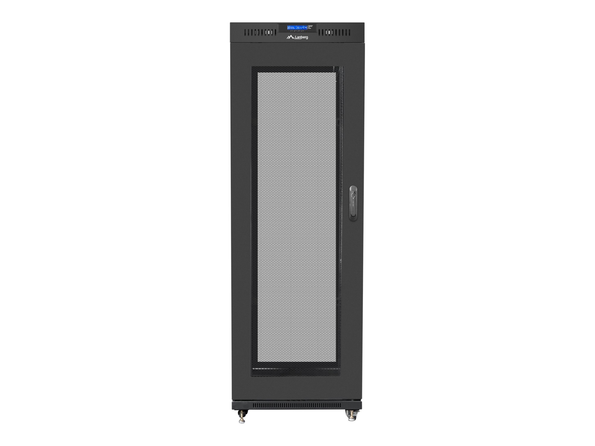 Lanberg | Rack cabinet 19" free-standing 37U/600x800 (flat pack) with mesh door, LCD | FF01-6837-23BL | Black - Image 2